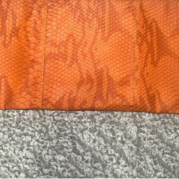 Orange Clutch Purse, inside zipper, 2 additional pockets, magnetic shut, snake t - Picture 3 of 9